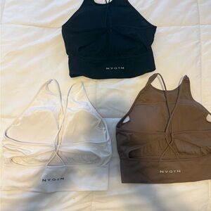 NVGTN Trio Sports Bra Collection - Black, White, Brown